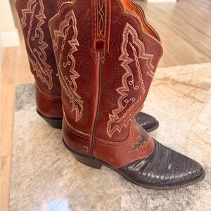 Lucchese Brown and Dark brown Lizzard Western Boots